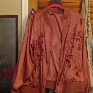 Pink rose embroidery jacket. Torrid size 2